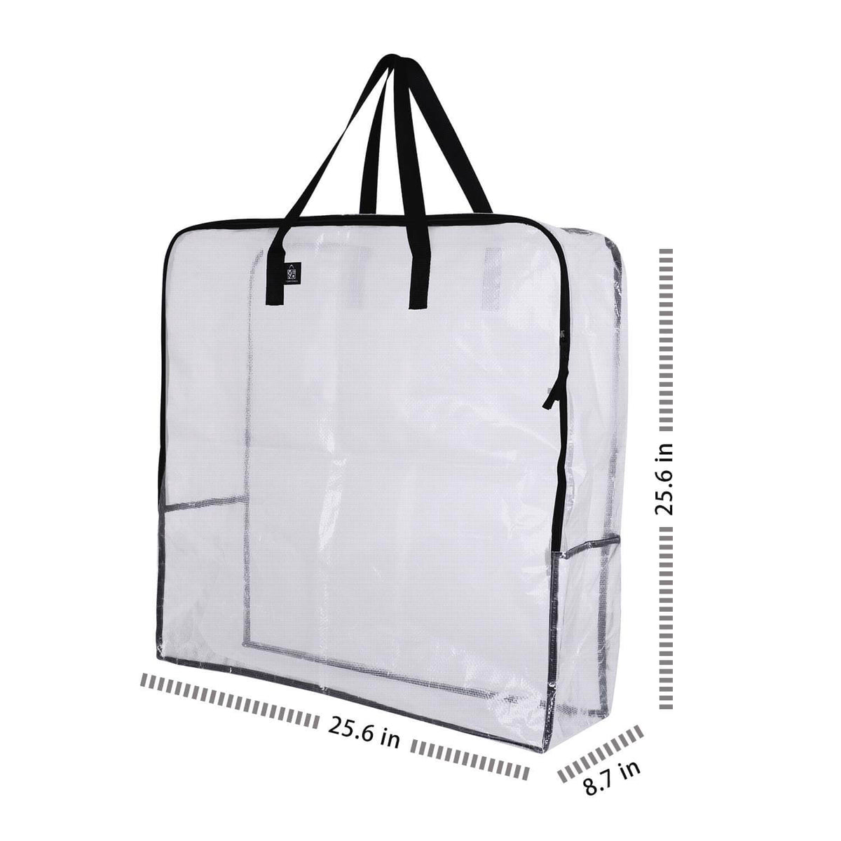 3 Large Plastic Clear Storage Bags Handle Resealable Zipper Clothes Travel  15x17