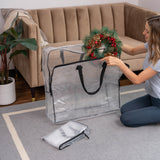 5 Packs Over-Sized Clear Storage Bag with Strong Handles and Zippers