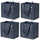 4 Packs Reusable Grocery Shopping Bag w/ bottle holder, Hard bottom, Foldable, Multipurpose