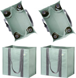 4 Packs Reusable Grocery Shopping Bag w/ bottle holder, Hard bottom, Foldable, Multipurpose