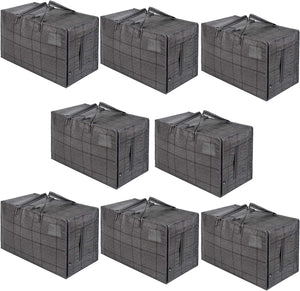 8 Packs Heavy Duty Over-Sized Organizer Storage Bag with Side Handles, 3 Sided Dual Zipper, Display Holder