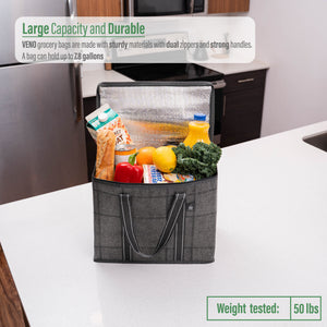 2 Pack Insulated Reusable Grocery Bag with Cardboard Bottom