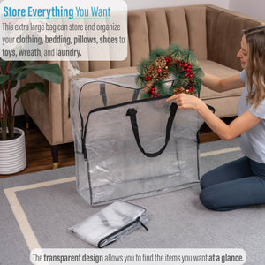 Alvin Mesh Bag – 23 X 31 Inches, Clear Vinyl With Mesh Webbing, Zippered Top, 3/4" Gusset, Storage Or Laundry Bag