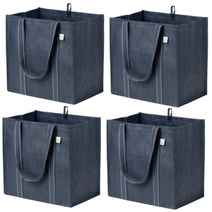 Blue Wide-Bottom Cotton Tote Bags