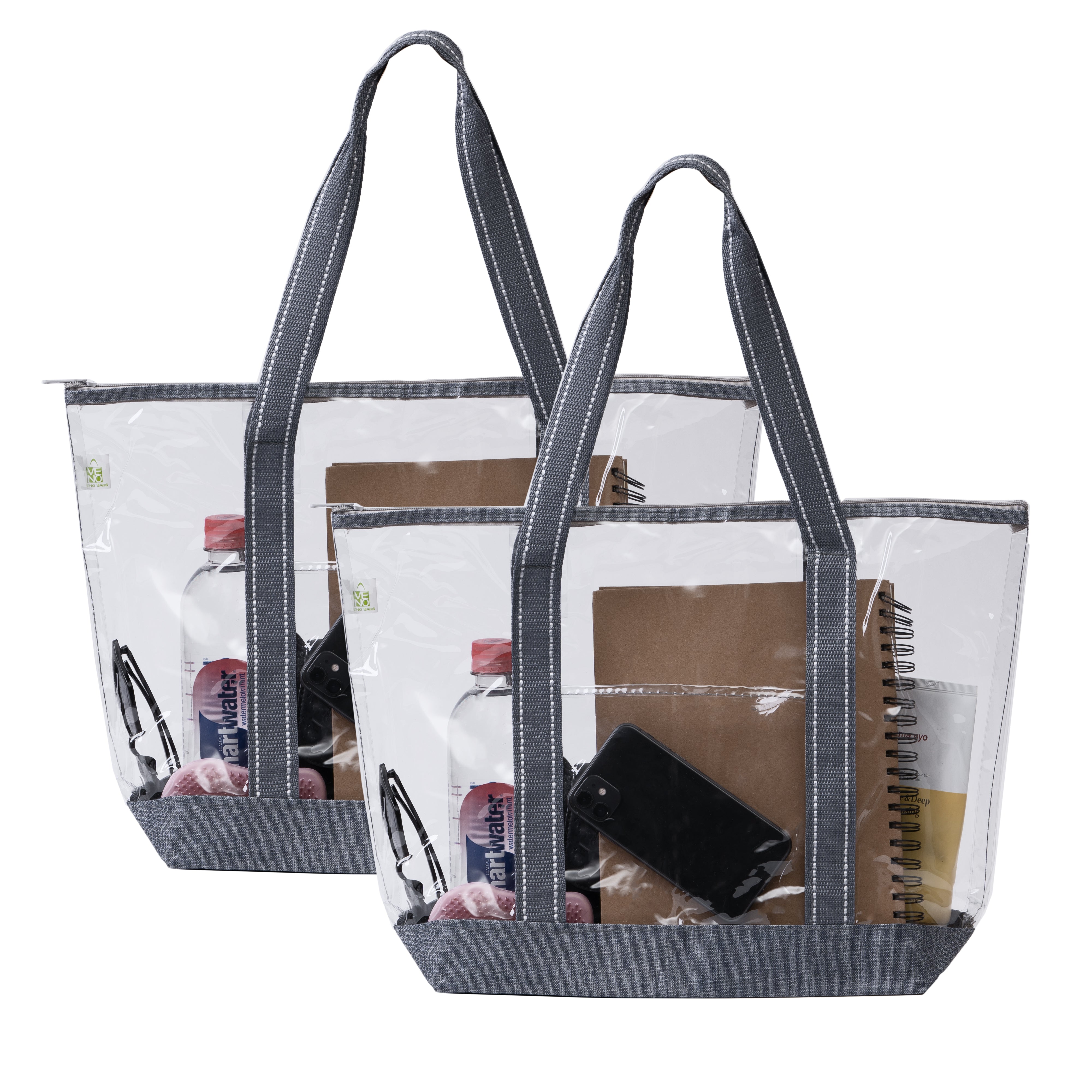 Black Heart PVC Large Tote Bag Clear Totes with Inner Pouch