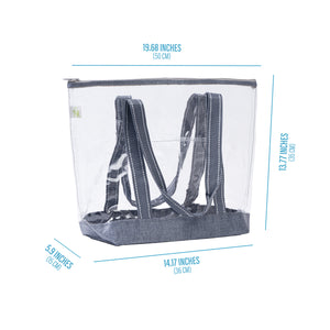 VENO 2 Packs Clear Bag Transparent Vinyl PVC Tote Stadium Outdoor Beach Pool