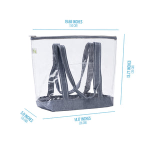 2 Packs Large Clear Bag, Transparent PVC Tote Bag with Zipper