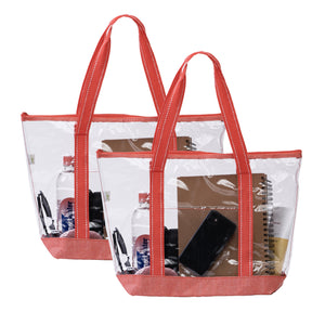 2 Packs Large Clear Bag, Transparent PVC Tote Bag with Zipper