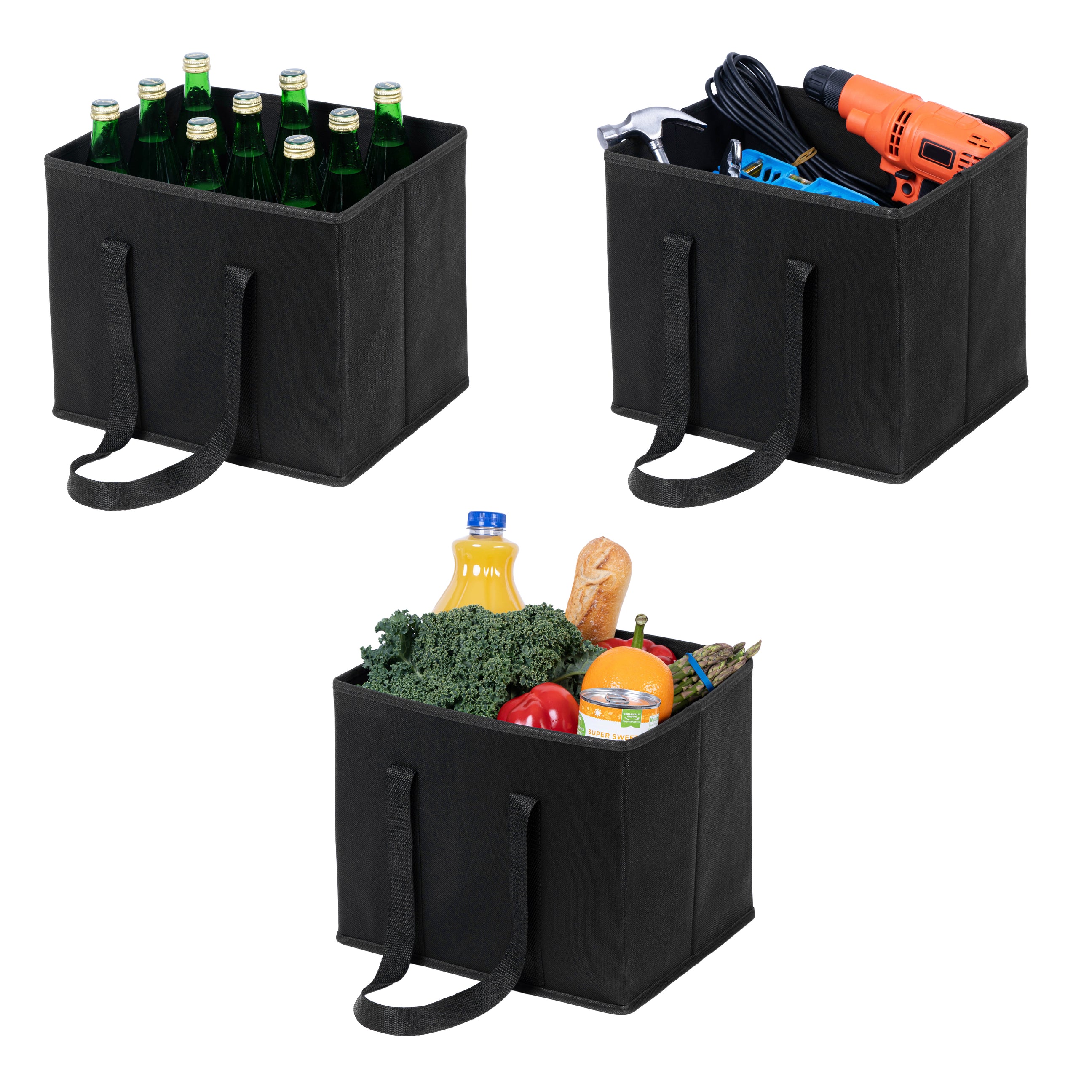 3-Pack Reusable Grocery Shopping Bags