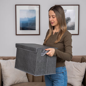 4 Pack Large Foldable Storage Bin with Connected Lid, Collapsible Cube, Box, Organizer